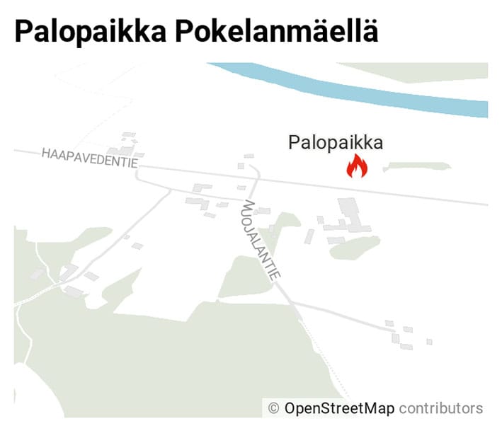 Palopaikka sijaitsee Pokelanmäellä.