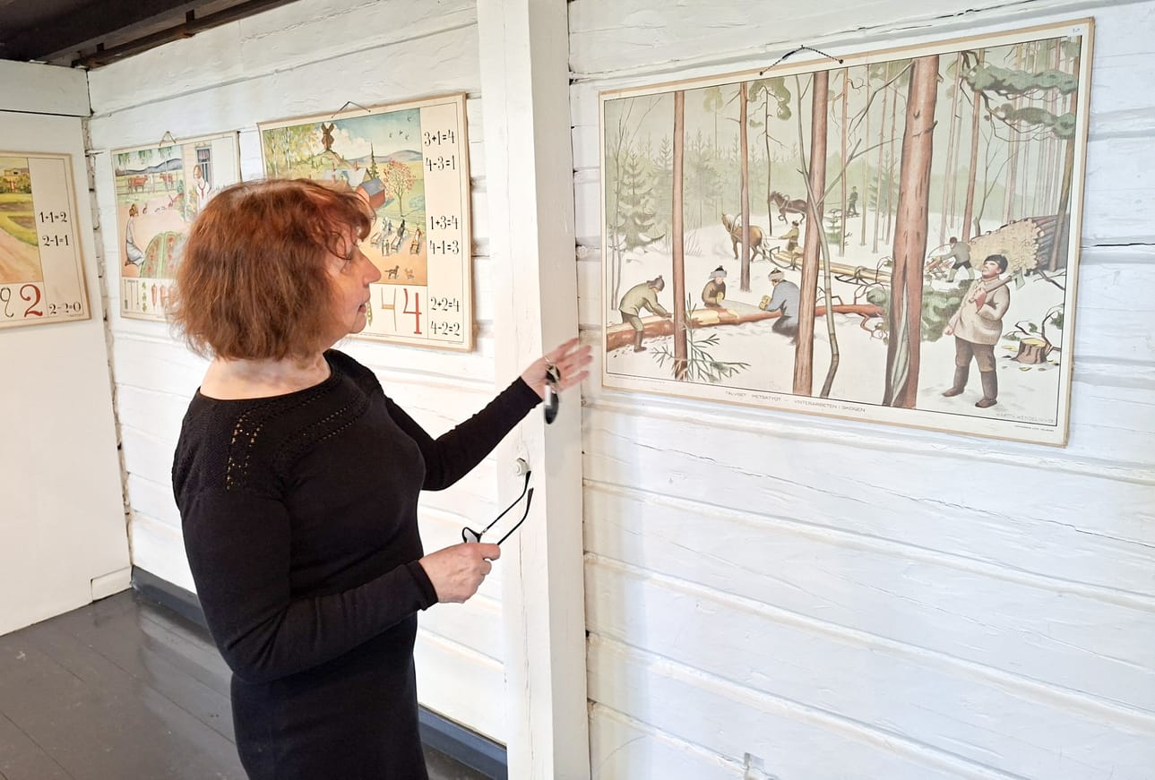 Ähtäri-Seuran puheenjohtaja Ulla Akonniemi kertoo, että seuralla on laaja kokoelma vanhoja opetustauluja, joista näyttelyyn valittiin esille Suomen luontoon, maisemiin ja historiaan liittyviä aiheita. Akonniemen omat suosikit löytyvät Rudolf Koivun ja Martta Wendelinin tuotannosta.