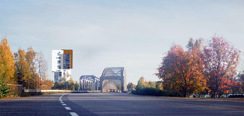 Oulujoen Siltavahti sijoittuu aivan Rautasillan kupeeseen Oulun Koskenniskassa.