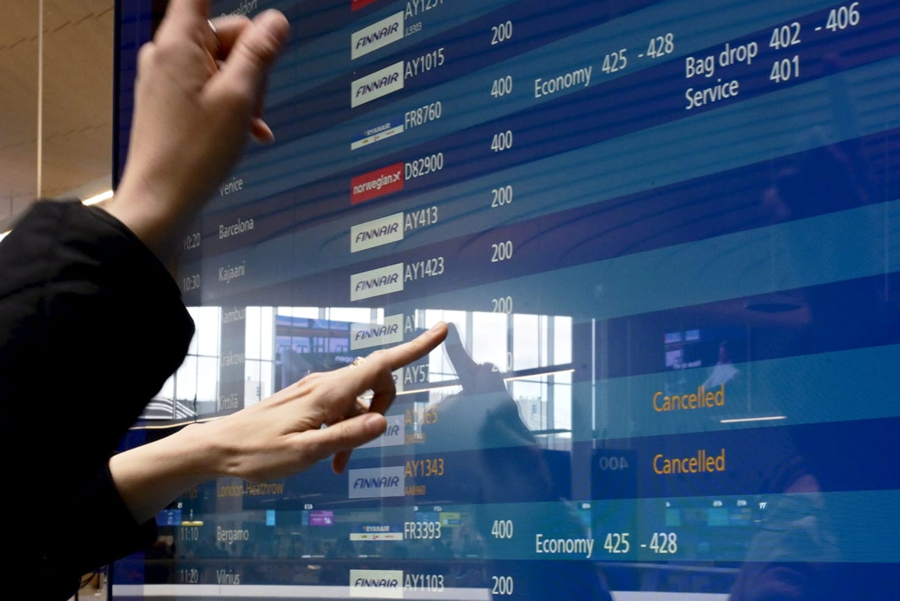 Lentoyhtiö Finnair on perunut IAU:n aiempien työnseisausten vuoksi yhteensä satoja lentoja. LEHTIKUVA / Markku Ulander