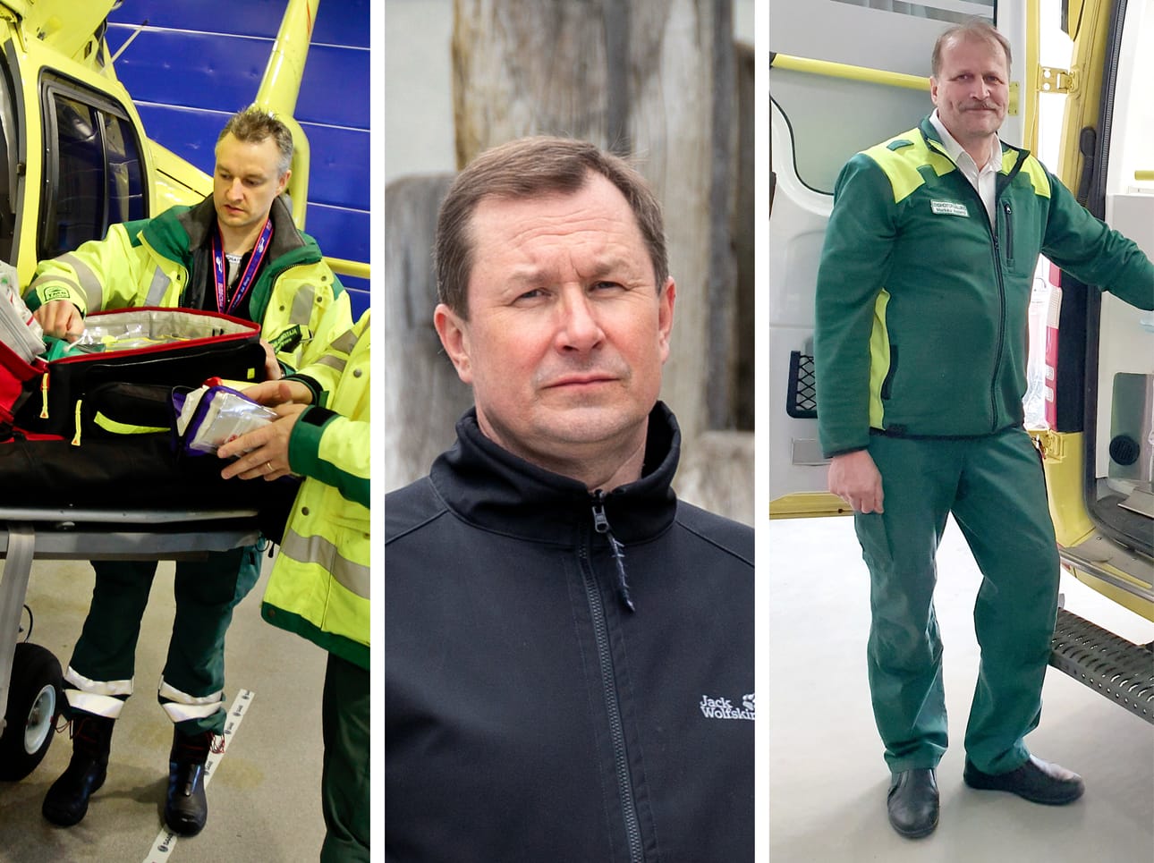 Ensihoidon asiantuntijat Jari Pirnes (vasemmalla) ja Markku Alalahti ovat huolissaan siitä Länsi-Pohjan sairaalan alasajon vaikutuksista. Keskellä oleva johtajaylilääkäri Jyri J. Taskilan mukaan on ilmiselvää, että riskit kasvavat.