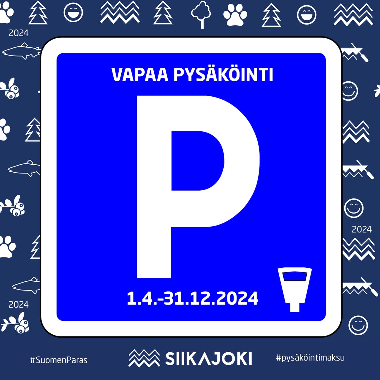Pysäköintitunnus takaa maksuttoman parkkeerauksen. Tunnuksia voi hakea 1. huhtikuuta Siikajoen kunnanvirastolta.