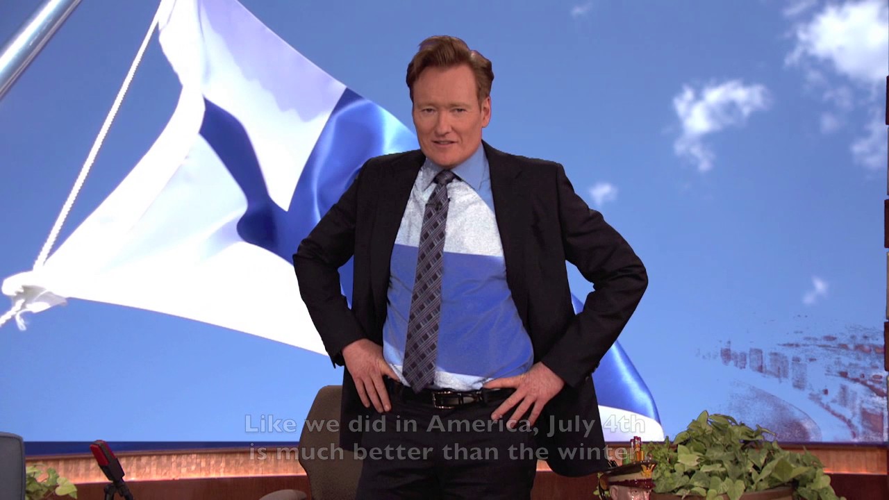 Conan O'Brienin terveiset 100-vuotiaalle Suomelle