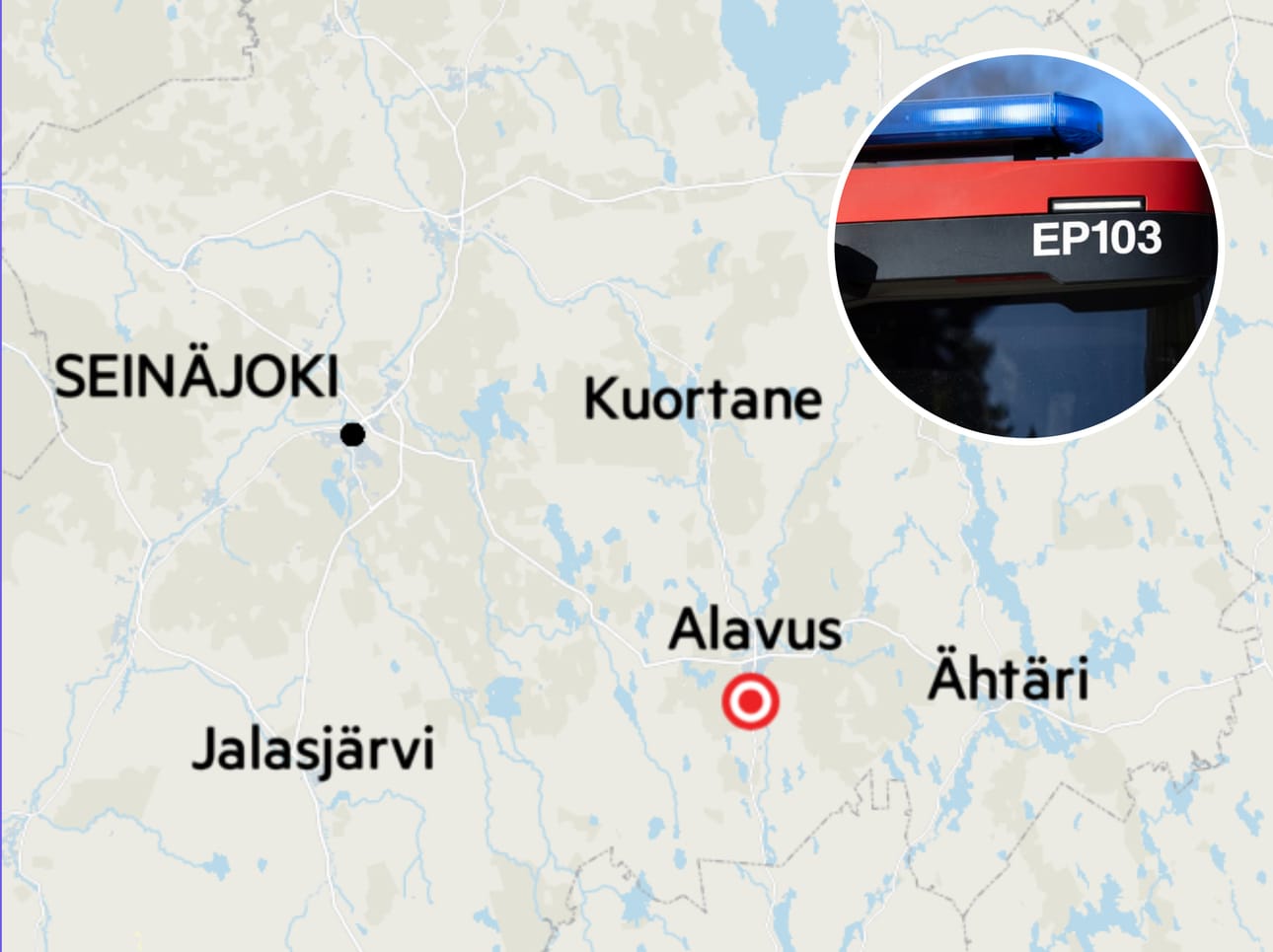 Onnettomuus tapahtui lähellä Alavuden lentokenttää, Edesjärventien risteyksen tuntumassa.