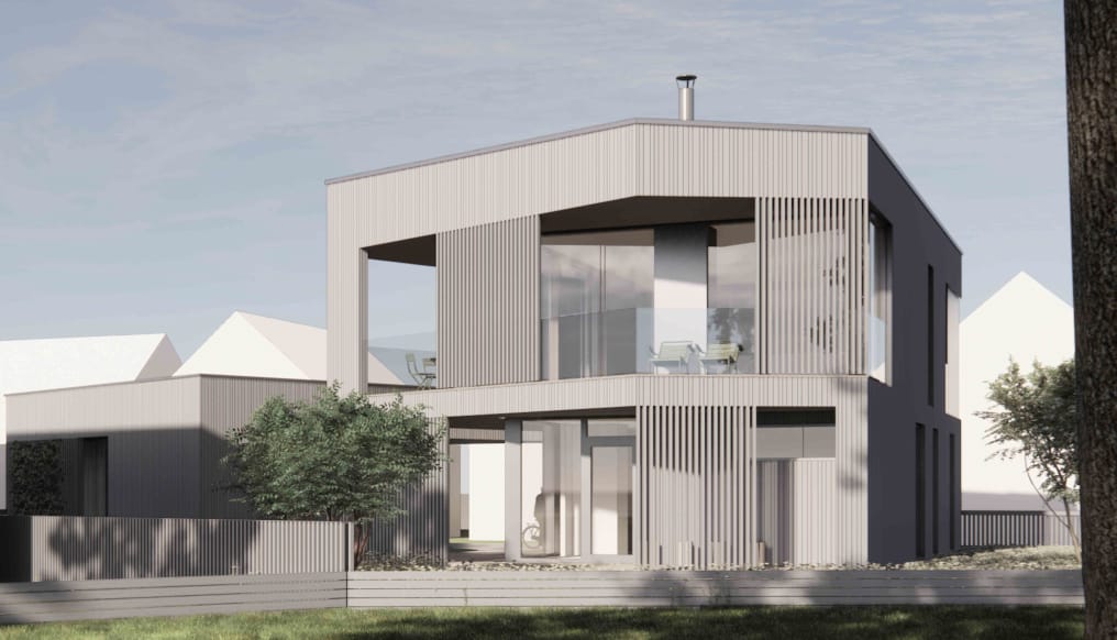 Suurin osa asuntomessualueen taloista on tehty puusta.