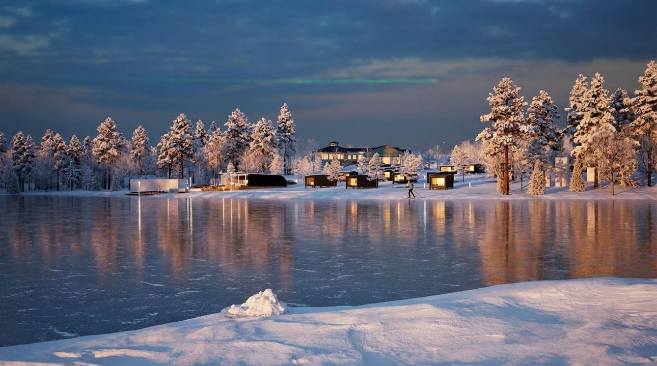 Kuva on tekoälyllä tehty luonnos Aurora Sea Resortista.