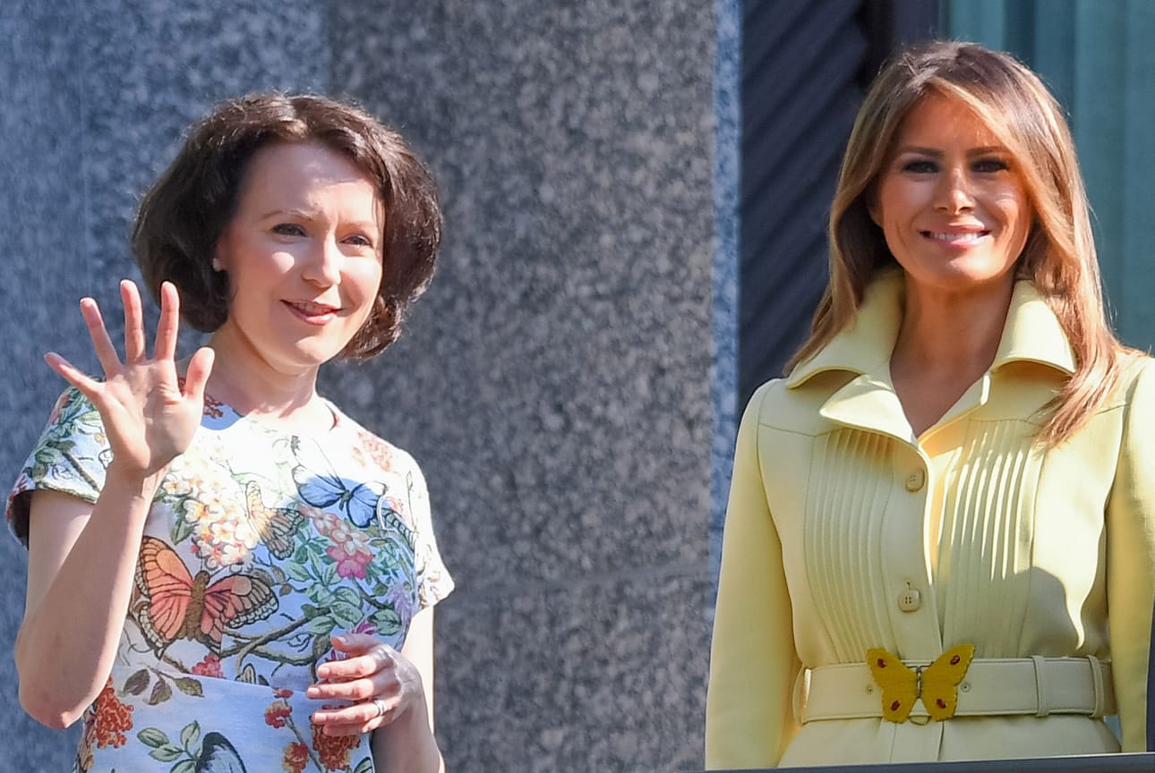 Jenni Haukio (vas.) tapasi Melania Trumpin ja keskusteli hänen kanssaan kahden kesken huippukokouspäivänä.