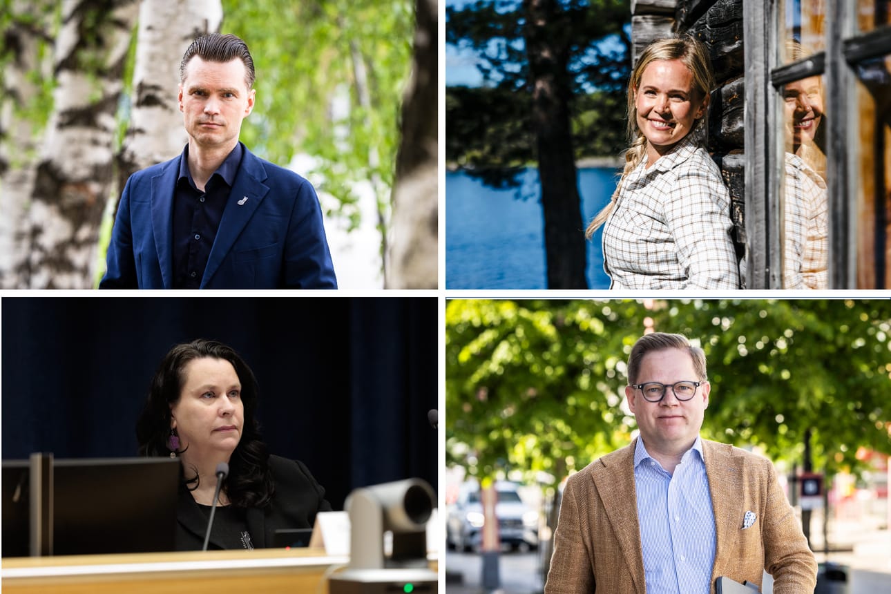 Heikki Autto (kok,), Sara Seppänen (ps.), Johanna Ojala-Niemelä (sd.) ja Markus Lohi (kesk.) pitävät epäiltyjä koteihin tunkeutumisia vakavana asiana.