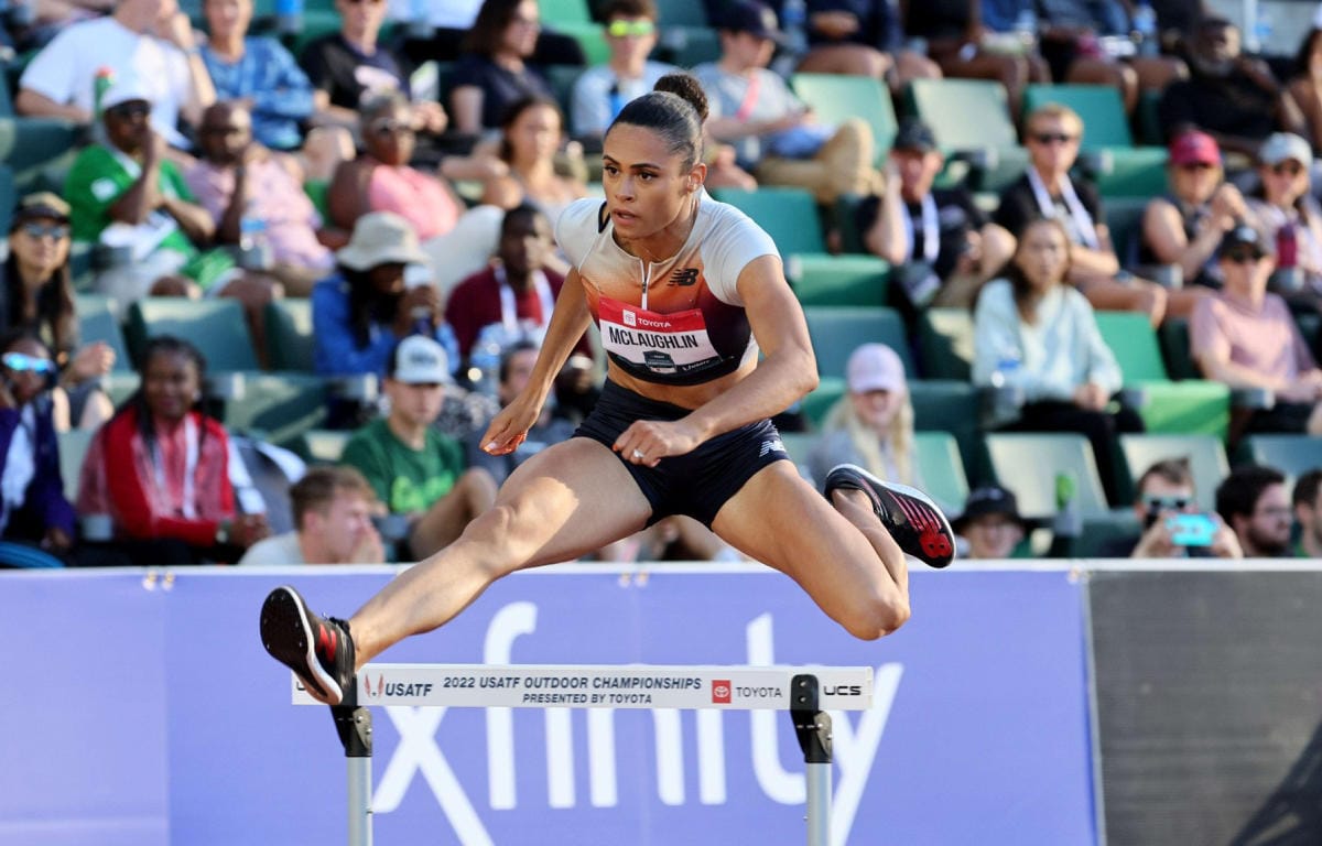 Sydney McLaughlin leikkasi omasta vanhasta MM-ennätyksestään pois viisi sekunnin sadasosaa. LEHTIKUVA / AFP