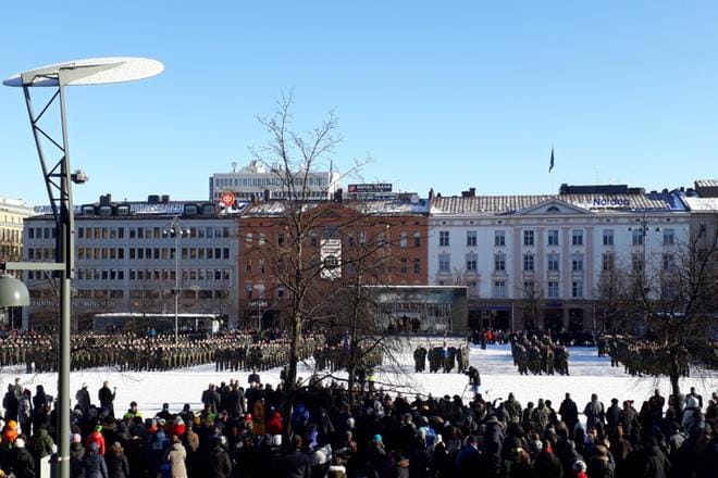 Jääkäreiden paluun satavuotisjuhla Vaasassa ei kiinnostanut Helsingissä. KUVA: ANNE LAURILA