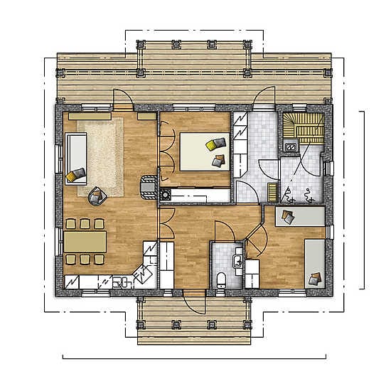 Kannustalojen pienten talojen malliston pienin Aurora 83 ei kuvassa kovin pieneltä vaikuta.