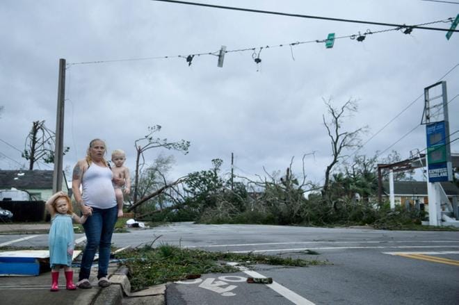 Hurrikaani Michael on tehnyt tuhoa Panama Cityssä Floridassa. Kuva: Brendan Smialowski / AFP