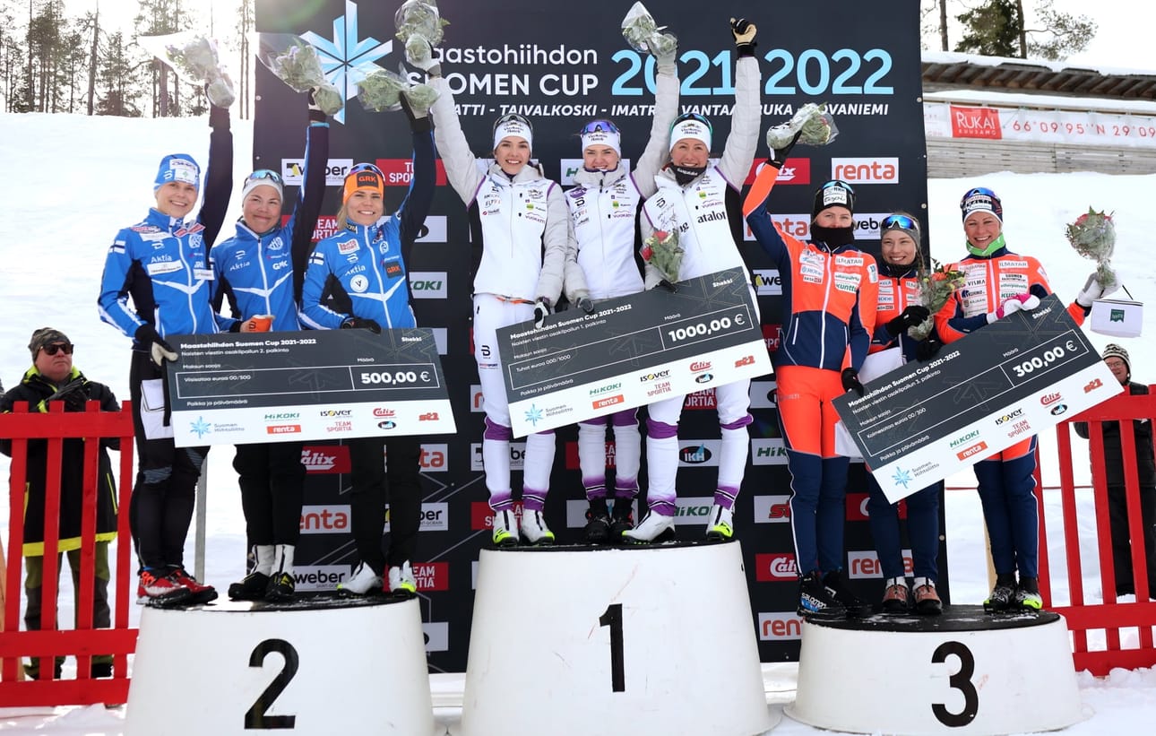Vantaan Hiihtoseura, Vuokatti Ski Team Kainuu ja Kainuun Hiihtoseura muodostivat naisten kärkikolmikon.