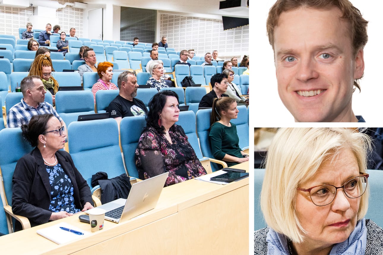 Valtuustoryhmistä SDP:n Terhi Heikkilä (vas.) ja keskustan Mikko Riikola kannattivat kylien kehittämissäätiön hallintoneuvoston lakkauttamista. Kokoomuksen Päivi Alaoja esitti valtuuston kannaksi, ettei hallintoneuvostoa lakkauteta.