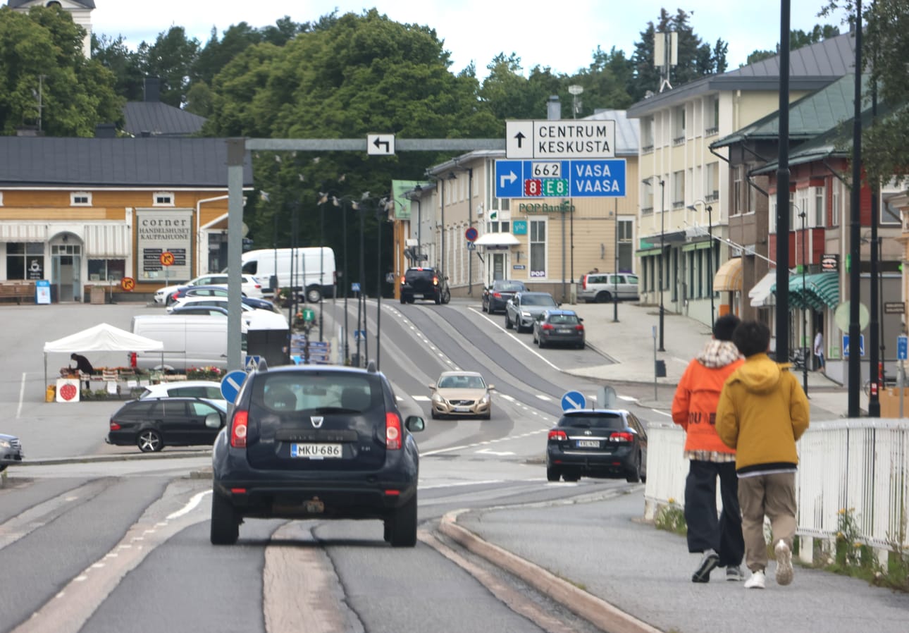 Katunäkymää Kristiinan keskustasta. Arkistokuva.