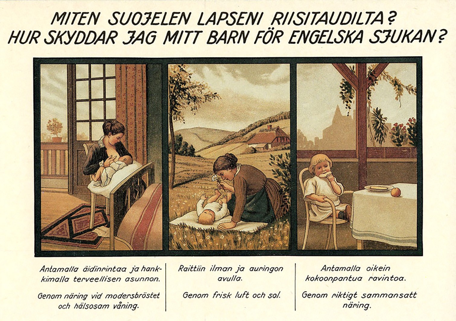 Berliinissä 1900-luvun alussa opiskellut lastenlääkäri Arvo Ylppö toi mukanaan valistusmateriaalia, jota sovellettiin Suomen oloihin.