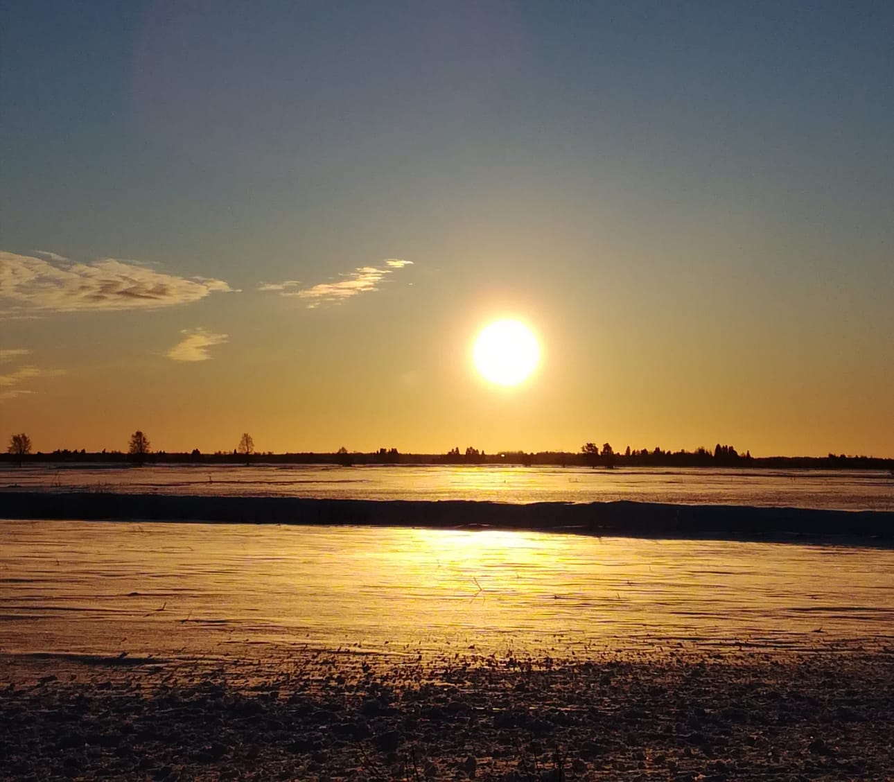 Aurinko paistaa Tyrnävällä.