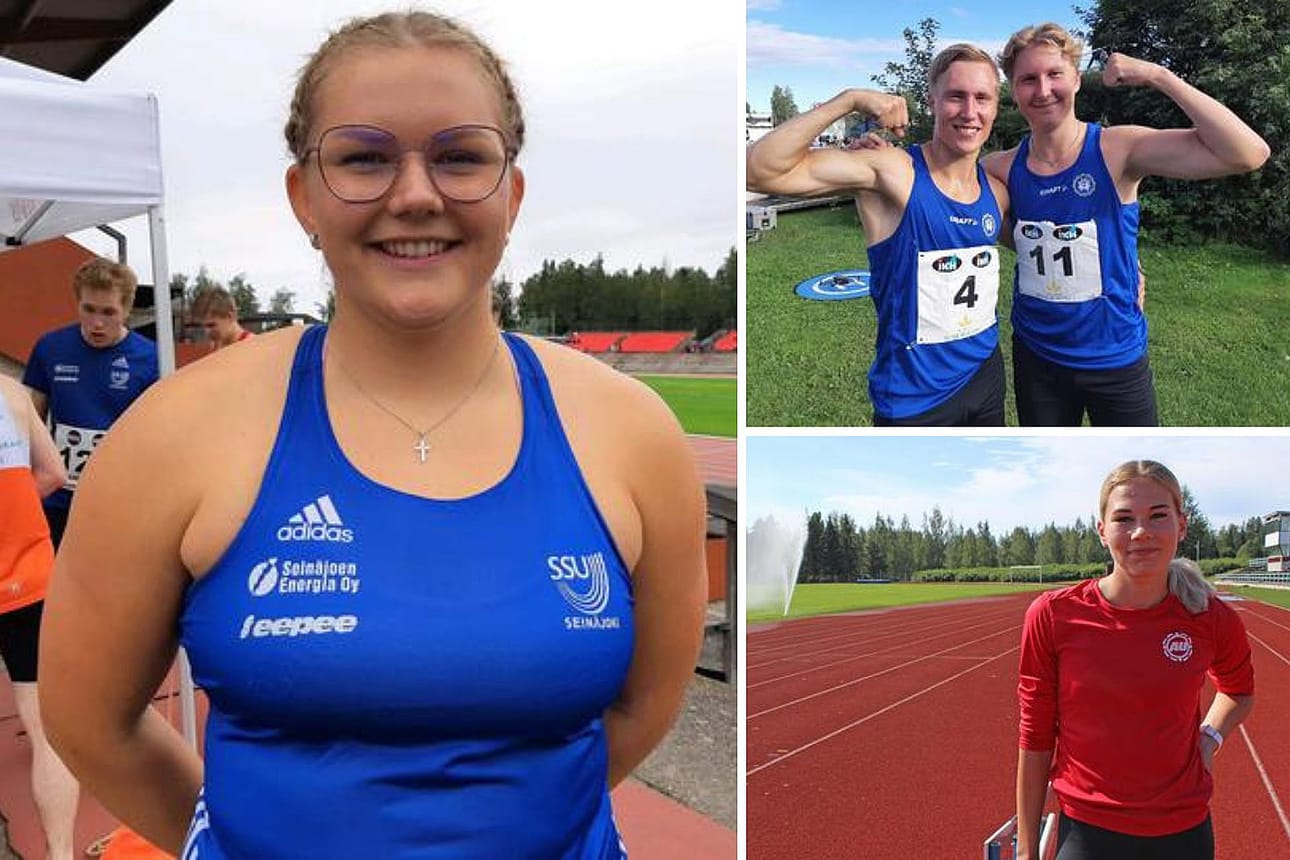 KuKua edustava Emilia Kangas pyörähti kuulan SM-hopean. ÄU:n Juuso Toivonen otteli SM-hopeaa ja velipoika Ville Toivonen SM-pronssia. Lisäksi AU:n Vilma Mäki aitoi 60 metrin aidoissa SM-pronssia. Arkistokuvia.