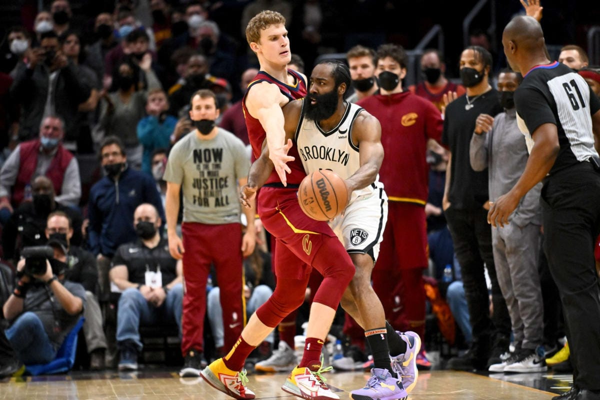 Noin puoli tuntia kentällä ollut Lauri Markkanen upotti Clevelandin ja Brooklynin välisen ottelun aikana kaikkiaan 14 pistettä. LEHTIKUVA / Getty Images / AFP