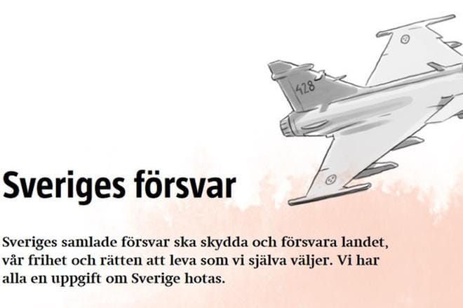 Sotilaallista varautumista korostava esite kertoo muun muassa, että kaikilla ruotsalaisilla on tehtävä, jos maata uhataan. KUVA: MSB