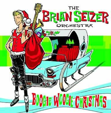 Erilaista joulutunnelmaa. Brian Setzer kiitää kuusijuhlaan jalaksilla varustetulla Chevy-reellä.