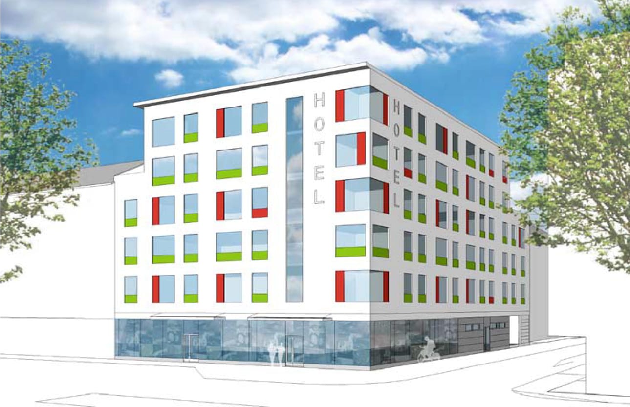 Havainnepiirrosten mukaan rakennus soveltuu hotelliksi.