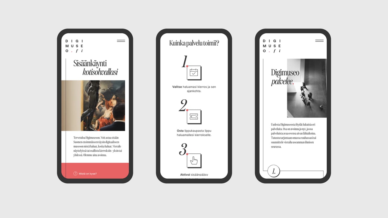 Digimuseo.fi-palvelu avautuu mobiililaitteissa tämän näköisenä.