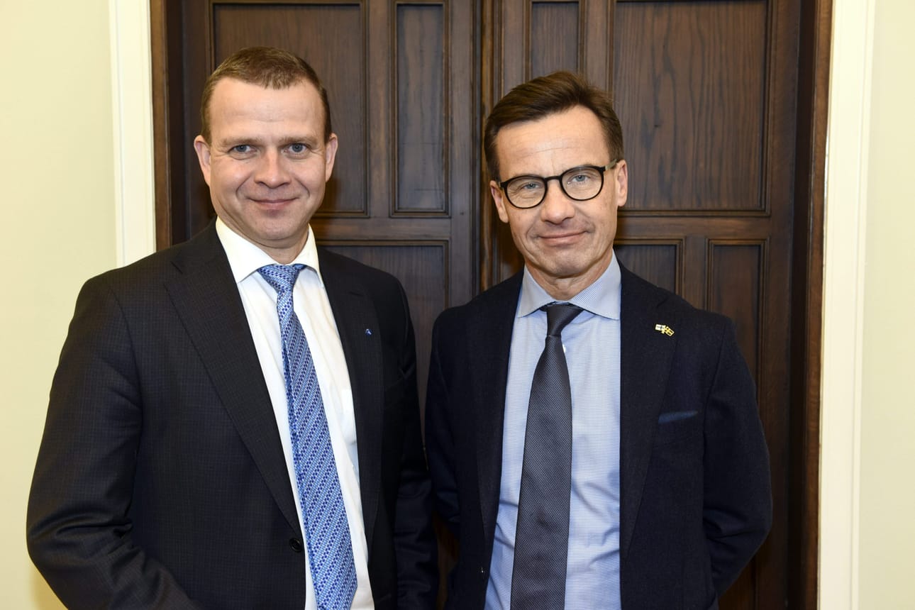 Petteri Orpo ja Ruotsin pääministeri Ulf Kristersson ovat tänä kesänä tavanneet jo kaksi kertaa muualla kuin Ruotsissa. Arkistokuva vuodelta 2017. LEHTIKUVA / HEIKKI SAUKKOMAA