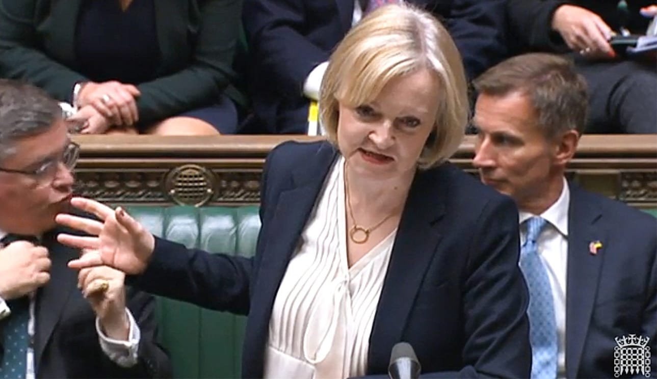Liz Trussin pääministerikausi jää historiaan Britannian lyhyimpänä. LEHTIKUVA/AFP/HANDOUT