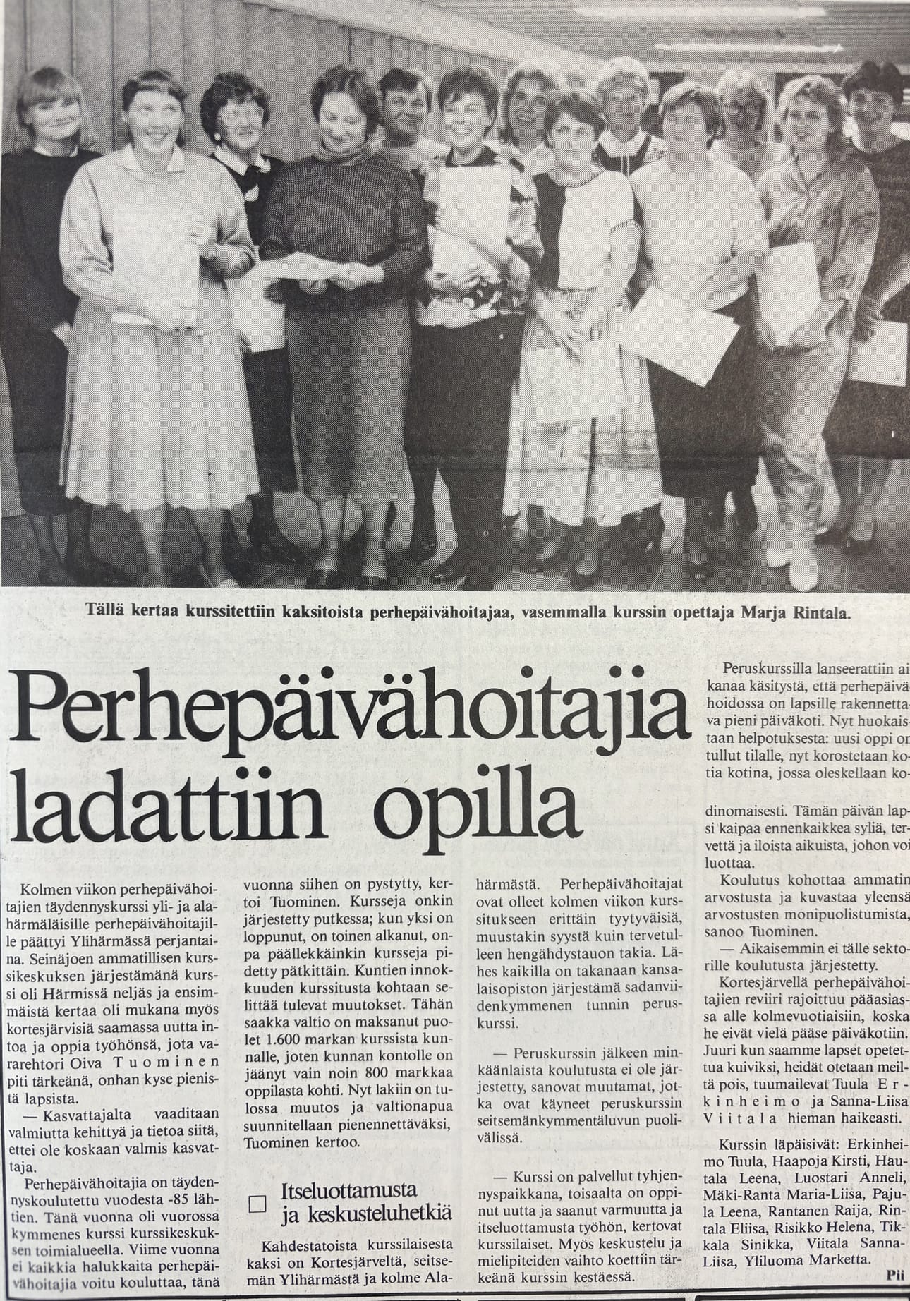 Näin uutisoi Härmät-lehti 6.10.1988.