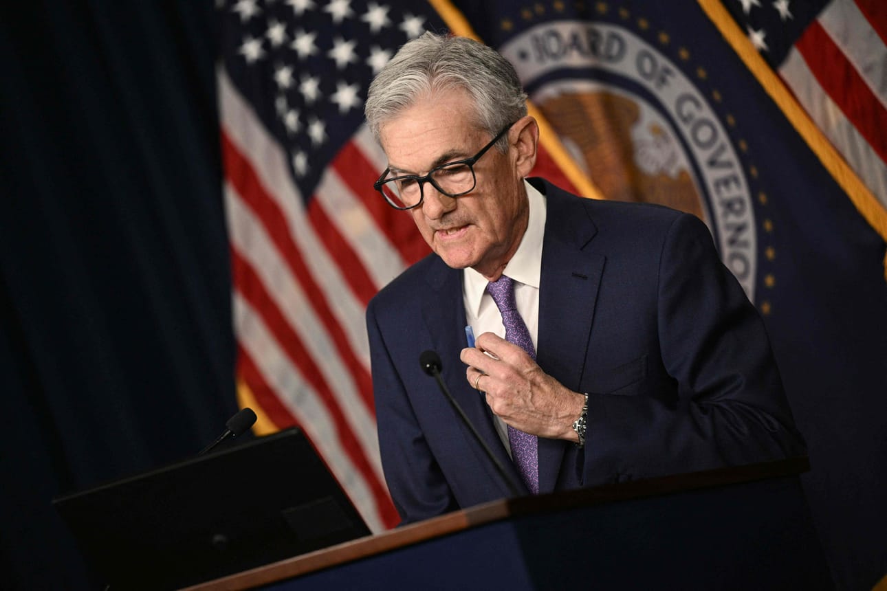 Ohjauskorot ovat nyt 5,25–5,50 välissä. Kuvassa Fedin pääjohtaja Jerome Powell. LEHTIKUVA / AFP