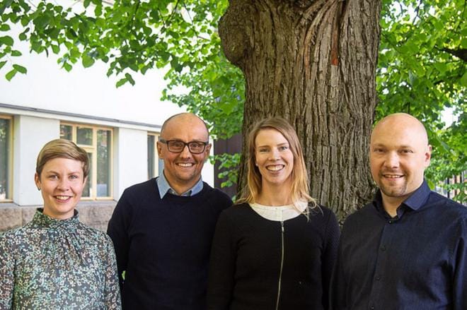Nathalie Myrskog, Johan Granholm, Ulrika Jern ja Thomas Sundell eli Johan & Juristerna tahtoisivat tulevaisuudessa osallistua kuorofestivaaleihin ulkomailla, esimerkiksi Virossa tai Ruotsissa. Kuva: Malin Åhman