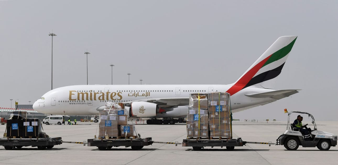 Dubailainen lentoyhtiö Emirates kertoi, että kaikki lennot Irakiin, Jordaniaan, Libanoniin ja Iraniin on peruttu. Arkistokuva. LEHTIKUVA/AFP