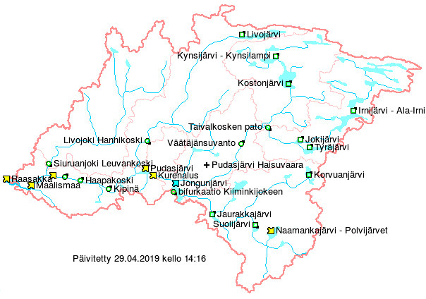 <p>Kevättulvat Iijoen vesistössä ovat tänä vuonna maltilliset. Osassa latvavesiä vedet ovat kääntyneet jo laskuun. Pudasjärvessä tulvan odotetaan vielä nousevan. Jongulla saattaa bifurkaatioraja ylittyä.</p>
