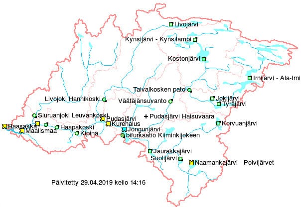 Kevättulvat Iijoen vesistössä ovat tänä vuonna maltilliset. Osassa latvavesiä vedet ovat kääntyneet jo laskuun. Pudasjärvessä tulvan odotetaan vielä nousevan. Jongulla saattaa bifurkaatioraja ylittyä.