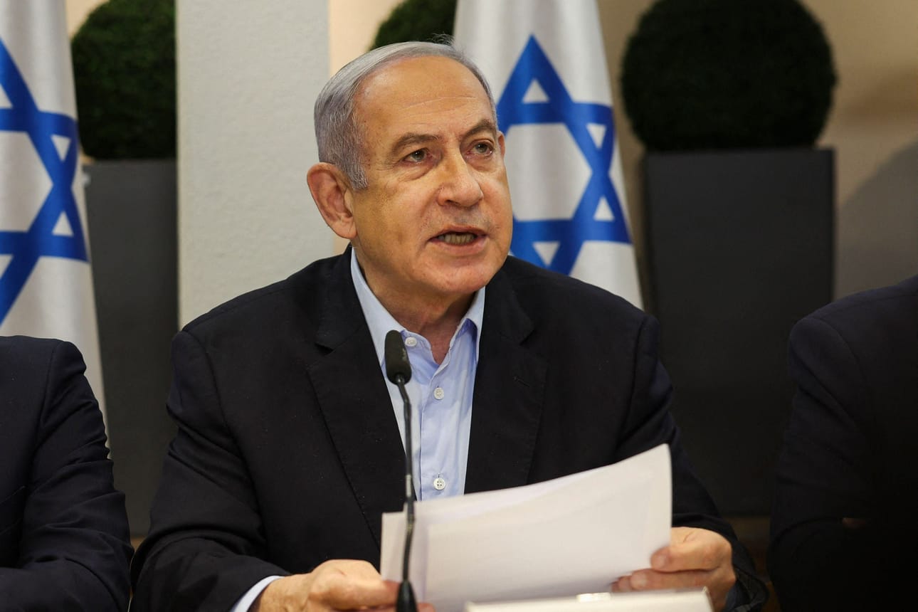 Israelin pääministerin Benjamin Netanjahun mukaan Israelin ehdot sodan päättymiselle eivät ole muuttuneet. LEHTIKUVA/AFP