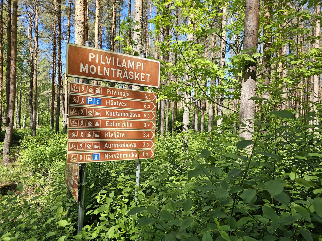 Pilvilammen retkeilyalueella on useita huollettuja taukopaikkoja.