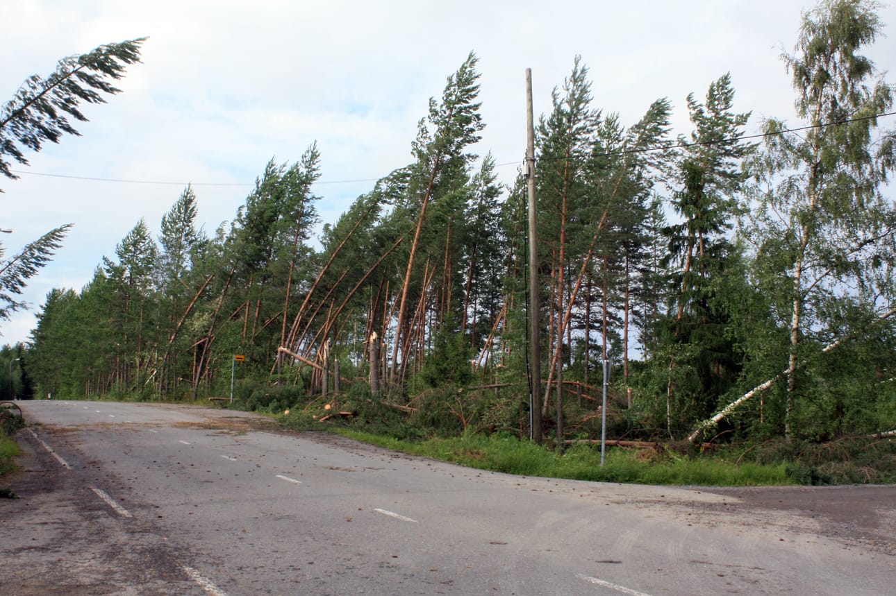 Arkistokuva. Myrskytuhoja Haukiputaalla heinäkuussa 2012.