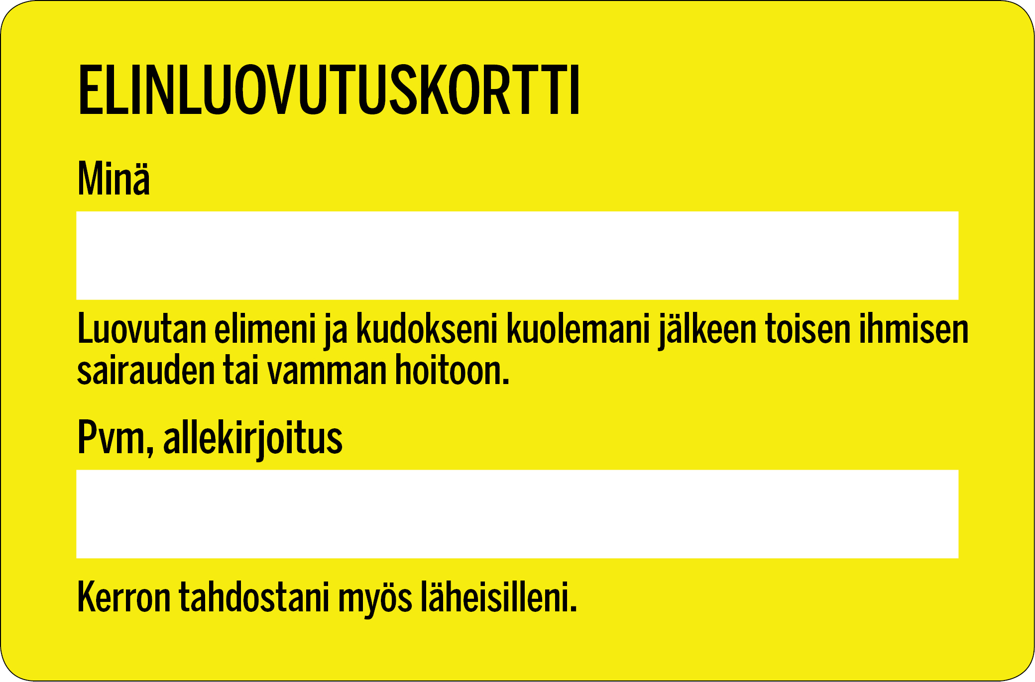 Elinsiirtoviikolla muistutetaan elinluovutustahdon ilmaisemisen tärkeydestä