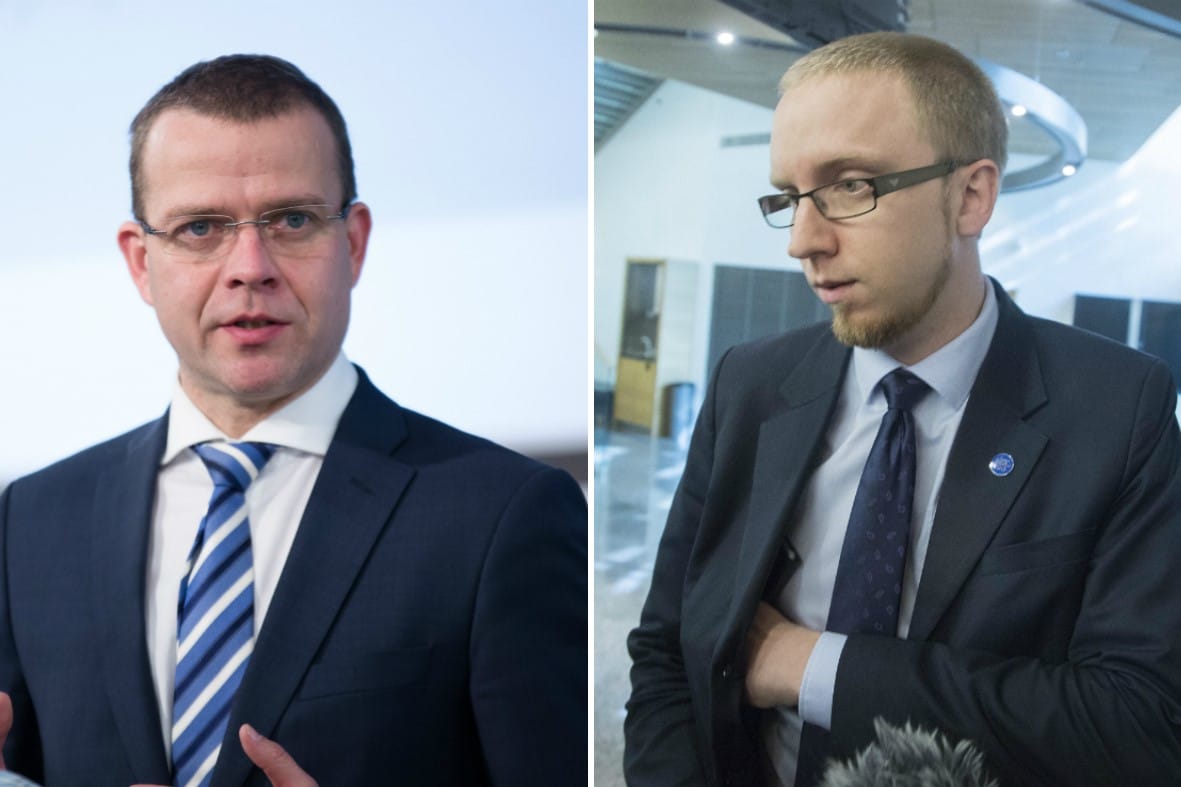 Vasemmalla valtiovarainministeri Petteri Orpo (kok) ja oikealla kansanedustaja Simon Elo (ps).