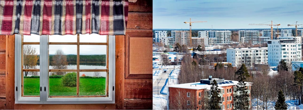 Ikkunasta voi avautua maisema maaseudulle tai kaupunkiin.