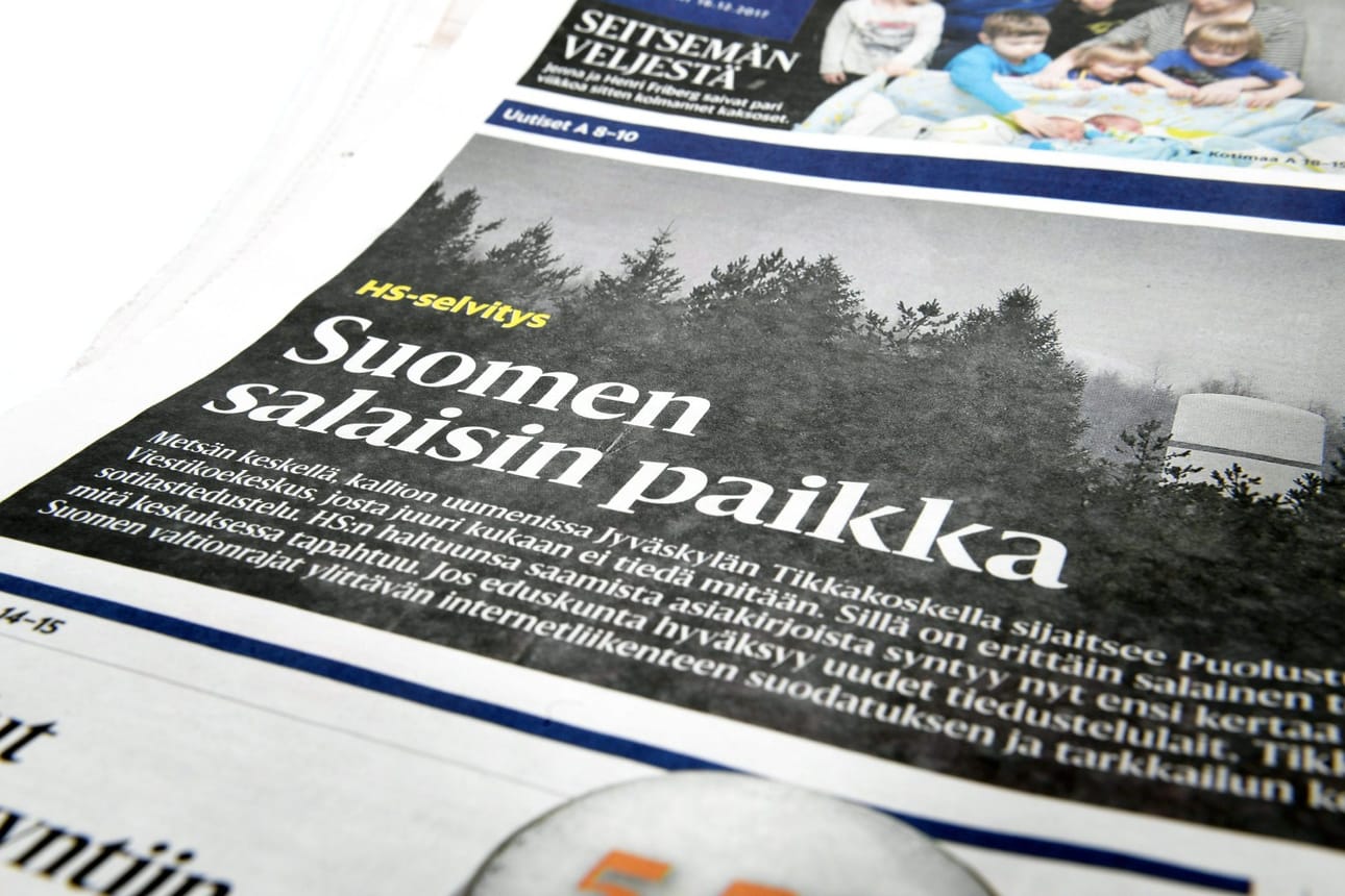 Helsingin Sanomien vuoden 2017 uutisen lähteenä käytettiin salaisiksi ja jopa erittäin salaisiksi leimattuja asiakirjoja. Lehtikuva / Martti Kainulainen
