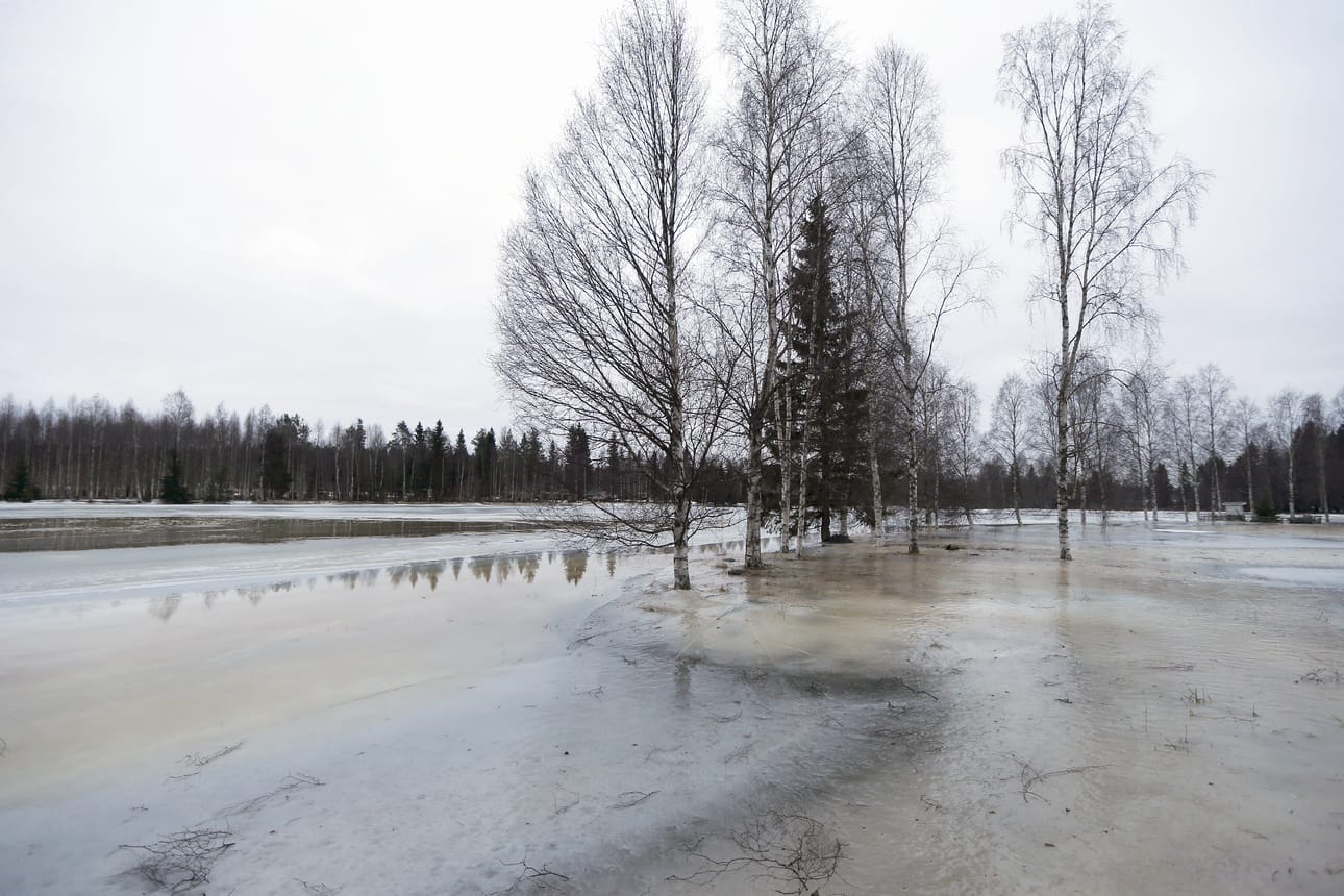 Kuva Kiiminkijoelta, jossa vaarana ovat jääpadot.