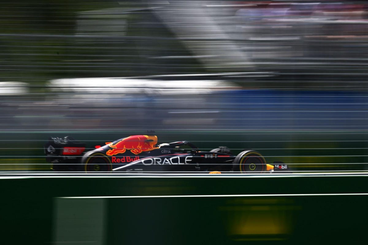 Max Verstappenin ajokki radalla Kanadan gp:n harjoituksissa. LEHTIKUVA/AFP