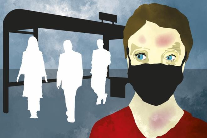 Seinäjokelainen nainen ei pystynyt olemaan rennosti muiden ihmisten kanssa, koska hän pelkäsi punastumista ja nolostumista. GRAFIIKKA: JANI KAUNISTO