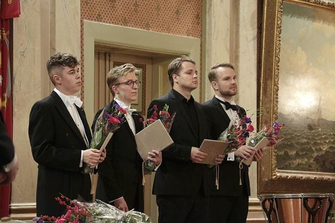 Ensimmäistä sijaa ei jaettu kansainvälisen Jorma Panula -kapellimestarikilpailun finaalissa Vaasassa ollenkaan. Finaalissa kisasivat Angus Webster, Ross Jamie Collins, Johannes Zahn ja Kaapo Ijas. KUVA: VELIMATTI PARTANEN