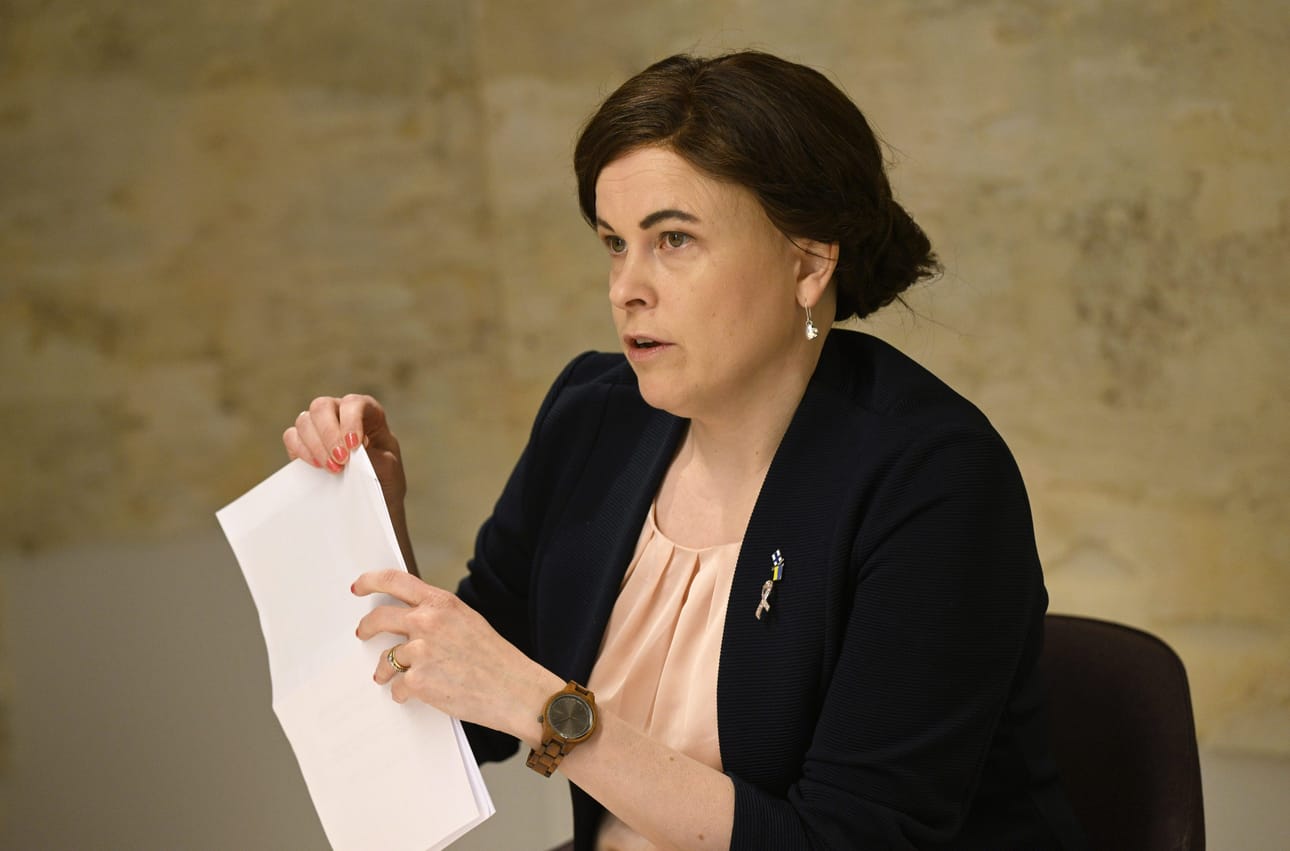 Tiede- ja kulttuuriministeri Mari-Leena Talvitie (kok.). LEHTIKUVA / VESA MOILANEN