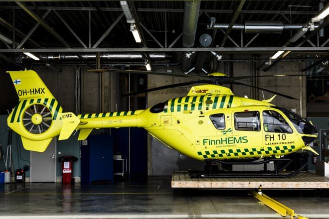 KUVA: arkistokuva FinnHEMS Oy:n Vantaan lääkärihelikopteritukikohdasta.