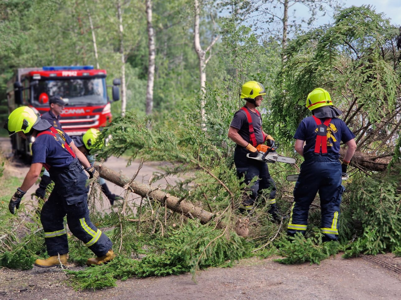 Sylvia-myrskyn kaatamaa puuta raivattiin pois tieltä tiistaina Kristiinankaupungissa.