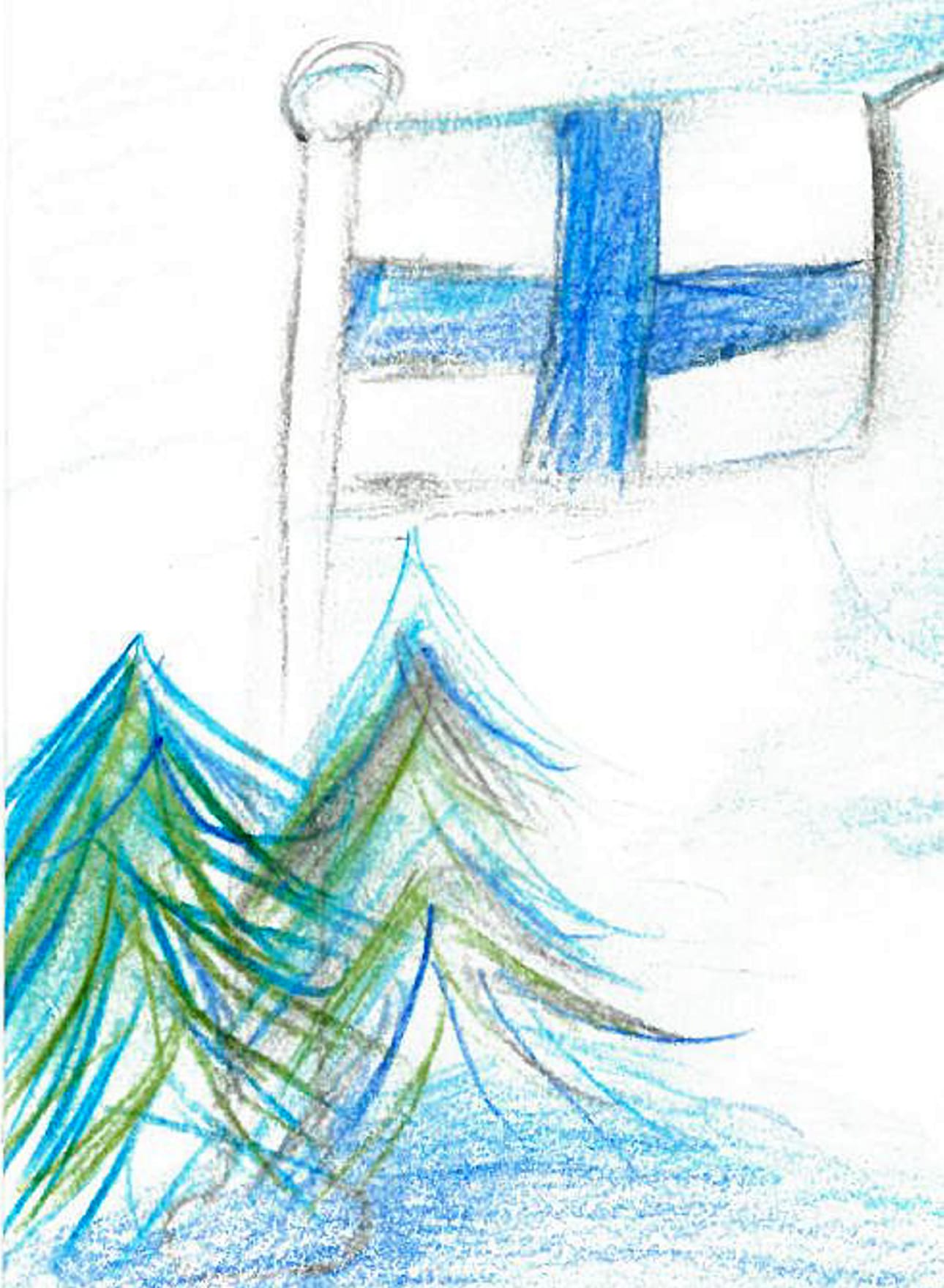Suomen siniristilippu.